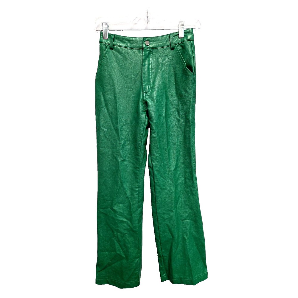 Princess Polly Kelly Green Vegan Leather Pants Size US 0